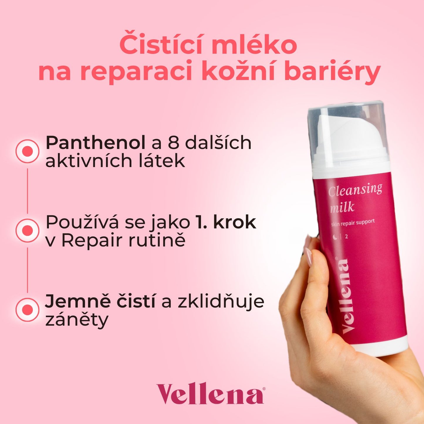 Čistící mléko na reparaci kožní bariéry 150ml | Vellena