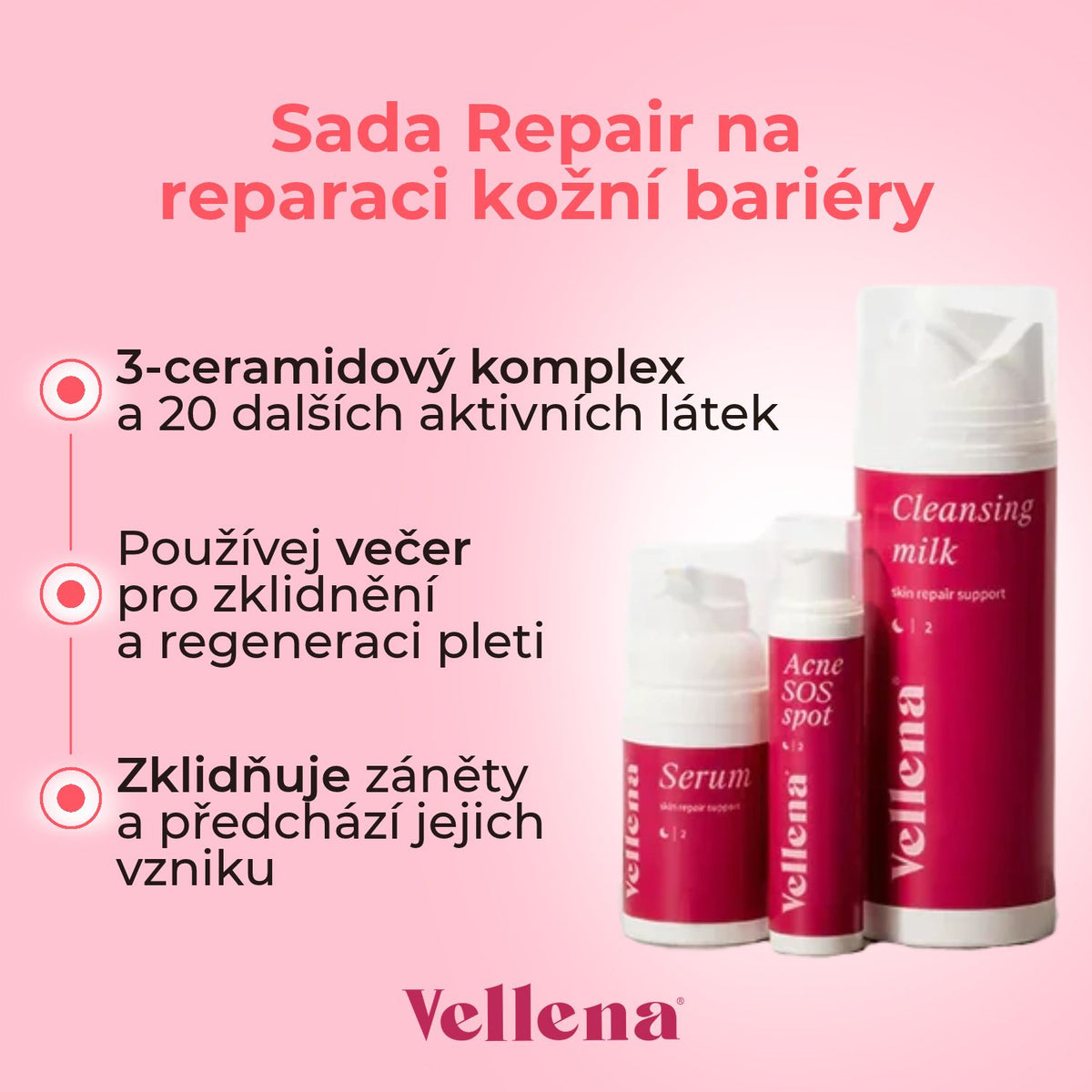 Sada Repair na reparaci kožní bariéry | Večerní rutina | Vellena