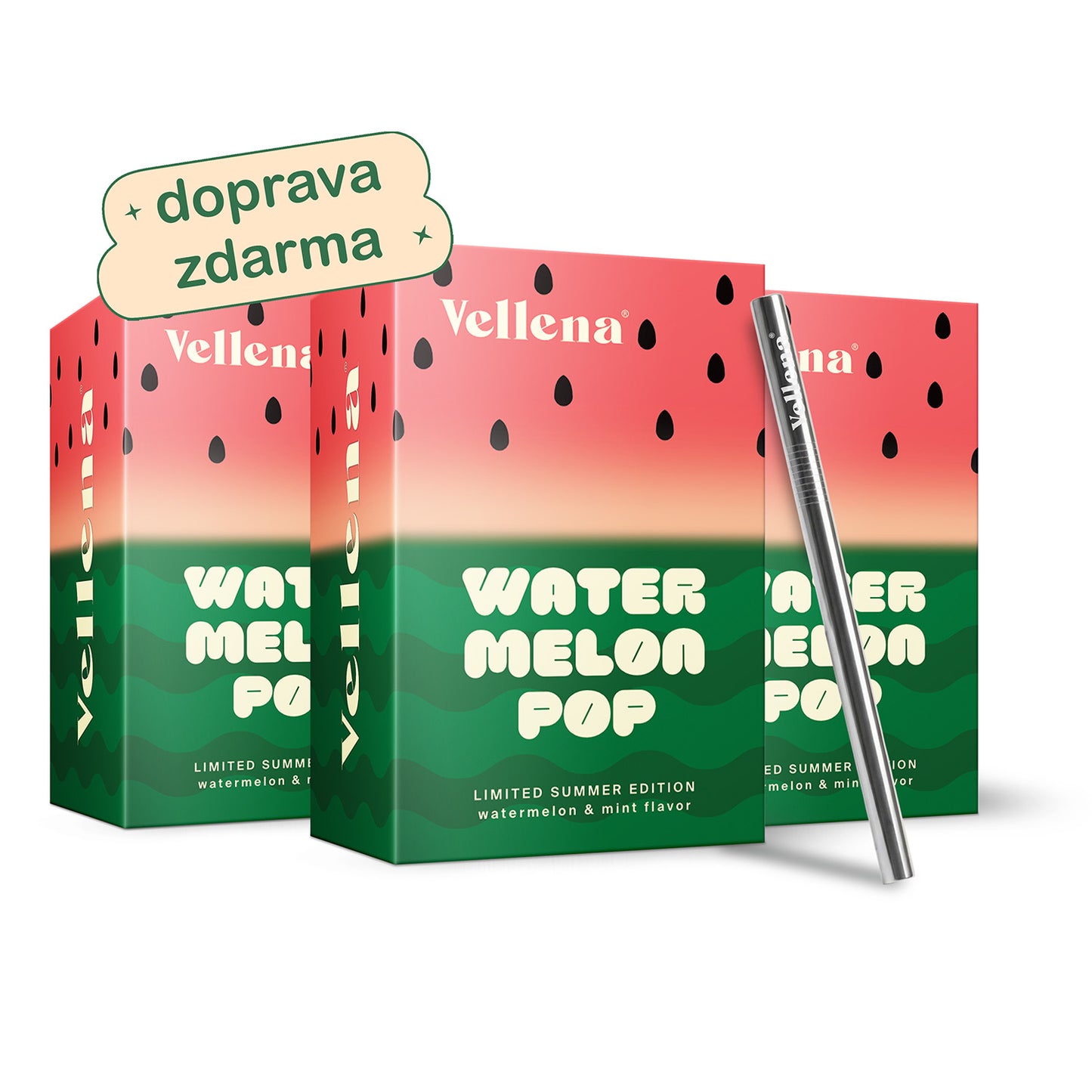 Ženské zdraví | Nápoj 3PACK + brčko ZDARMA | Meloun & Máta | Vellena