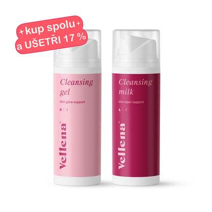 Duo pro dokonalé čištění pleti | Čistící gel Glow + Čistící mléko Repair | Vellena