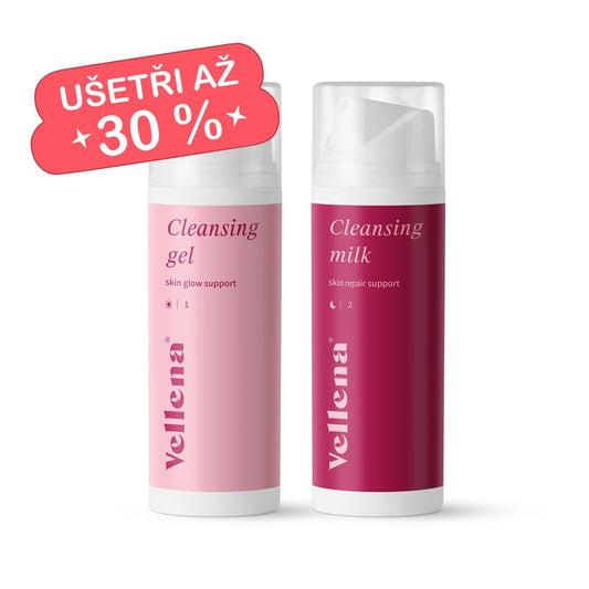 Zvýhodněný balíček pro pleť | Čistící gel Glow + Čistící mléko Repair | Vellena